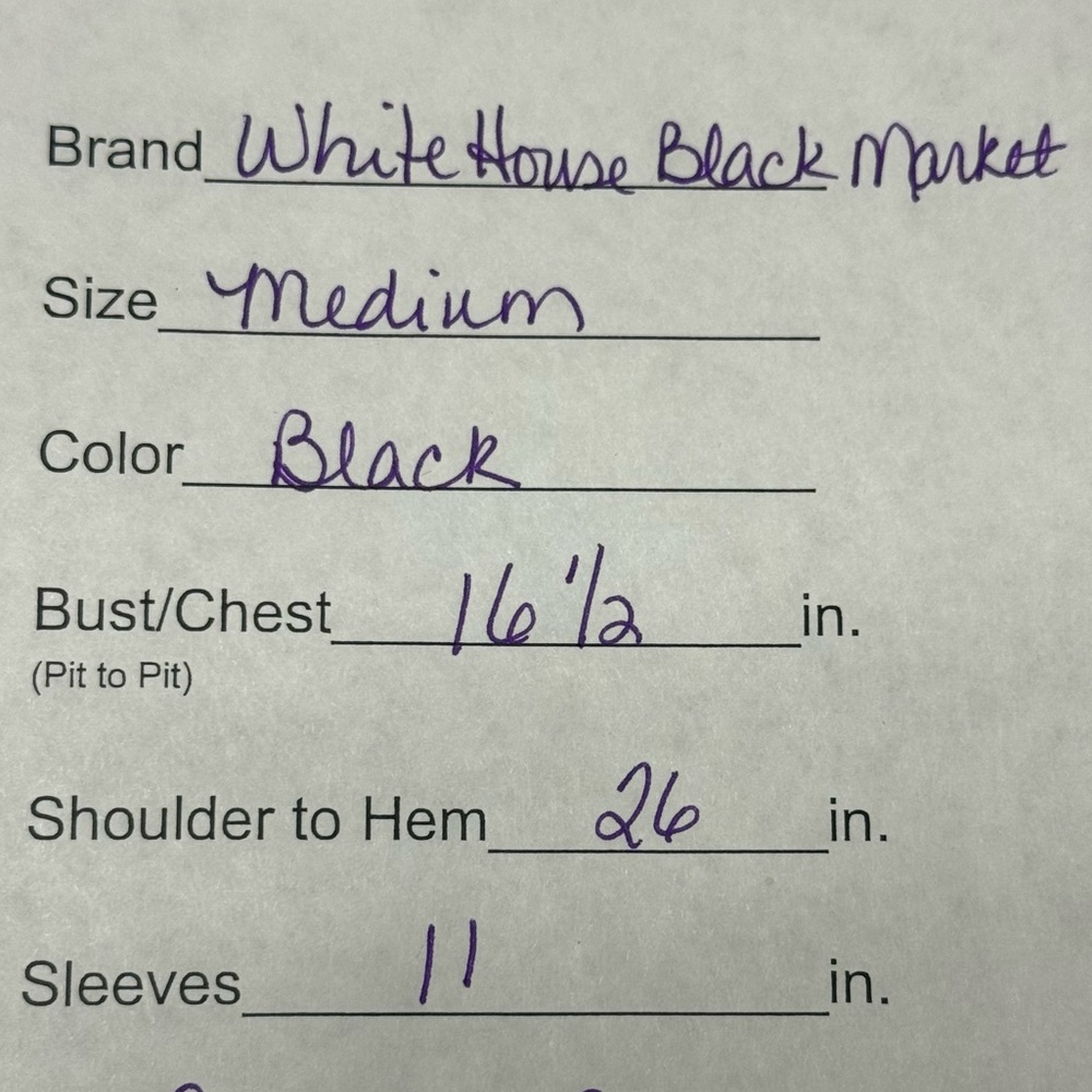 White House Black Market Black Ruched Sleeve Scoop Neck Top Women’s M - Picture 7 of 7